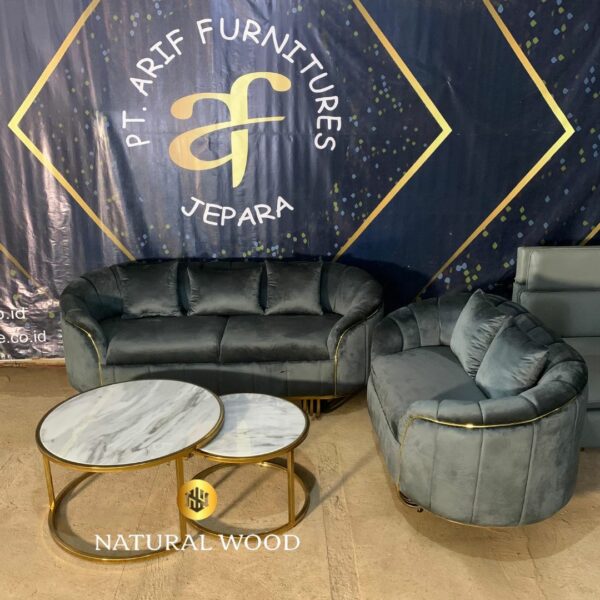 Set Sofa Meja Bulat Minimalis Elegant